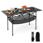 Patio Folding Camping Table Picnic Table with Aluminum Roll-up Tabletop