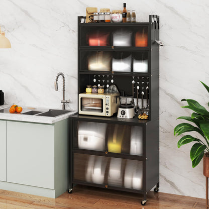 5 or 6 Tier Kitchen Pantry Cabinet Buffet Cabinet with Hutch