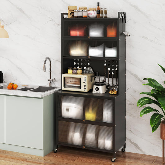 5 or 6 Tier Kitchen Pantry Cabinet Buffet Cabinet with Hutch
