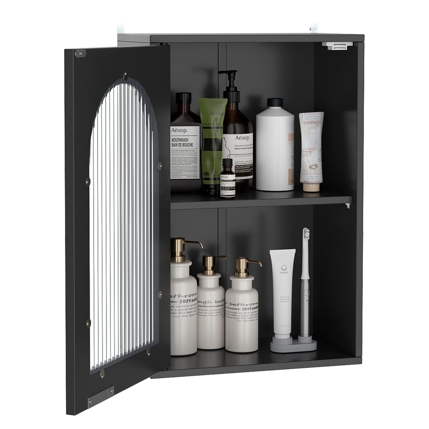 Bathroom Wall Cabinet, Wall-Mounted Wooden Storage Cupboard