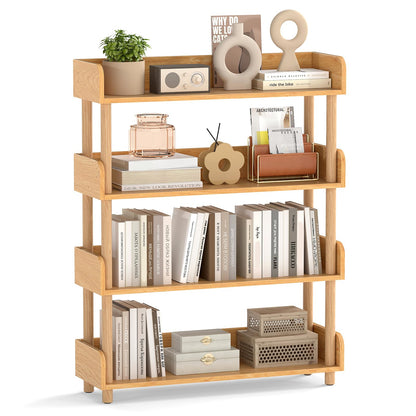 Sturdy Pine Wood, Elevated Guardrails, Free Standing Open Shelving Unit Plant Stand