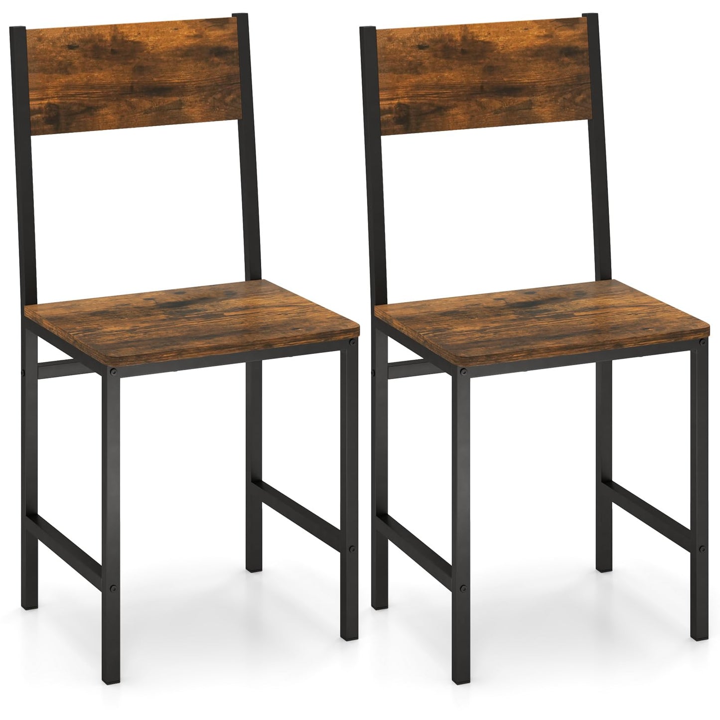 Dining Chairs Set of 2, Metal Frame Kitchen Chairs with Slanted Backrest