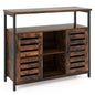 Sideboard Storage Cabinet with Slatted Door and 3 Adjustable Shelves
