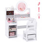 Kids Dressing Table with Lighted Mirror (White, With Storage