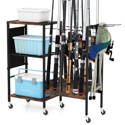 Fishing Rod Holder with Lockable Universal Wheels