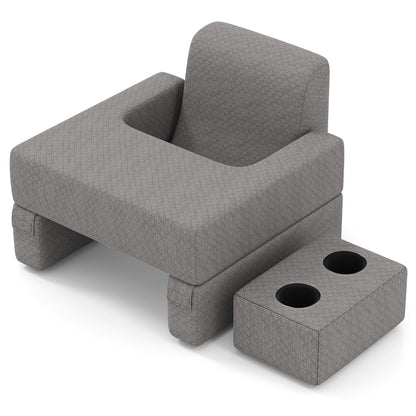 3-Piece Reading Pillow Set with Coaster Back Cushion and Storage Pocket
