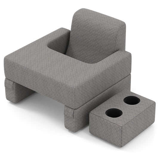 3-Piece Reading Pillow Set with Coaster Back Cushion and Storage Pocket