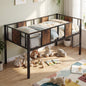 Kids Loft Bed, Metal Single Size Low Loft Bed with Under-Bed Space