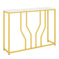 110 cm Gold Console Table Entryway Table with Faux Marble Tabletop