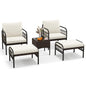 5PCS Rattan Garden Furniture Set for Balcony Yard Poolside