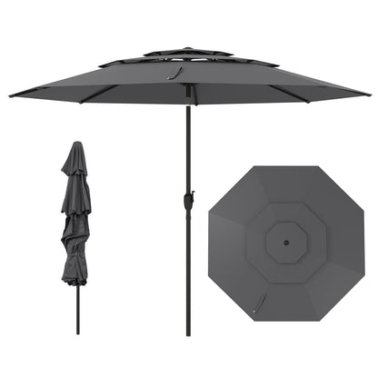 Heavy Duty 8 Ribs Patio Umbrella with Crank Handle and Tilt Function