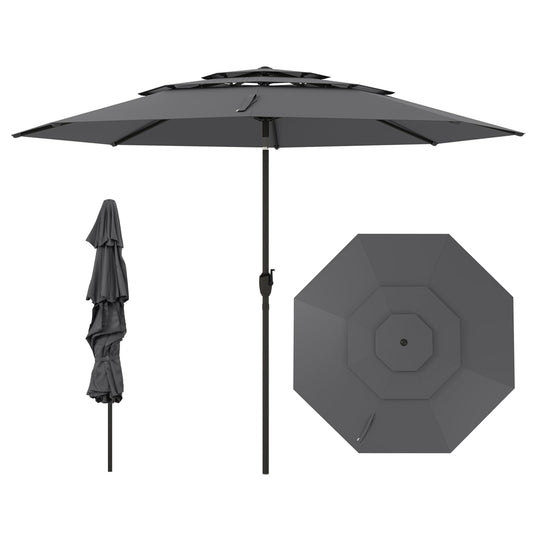 Heavy Duty 8 Ribs Patio Umbrella with Crank Handle and Tilt Function
