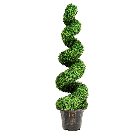 120cm Greenery Faux Boxwood Spiral Plant with Realistic Leaves and Pot
