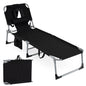 Folding Sun Lounger with Face Hole, 4-Position Adjustable Outdoor Chaise Lounge Chair