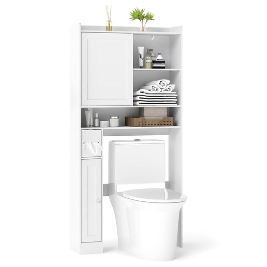 Over-the-Toilet Storage Cabinet Standing Toilet Rack with Sliding Door