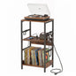 3-Tier Record Player Stand, Industrial Turntable Stand with Charging Station