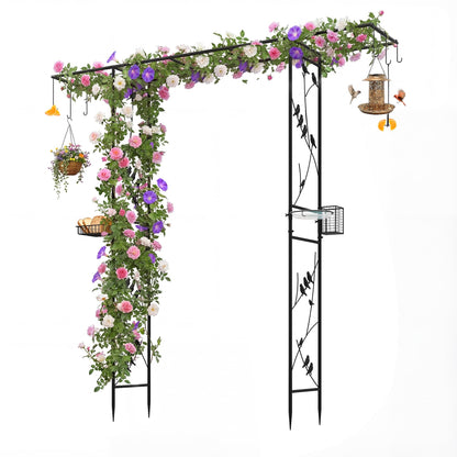 213cm Garden Arbor Feeding Station with Water Bowl and Mesh Tray