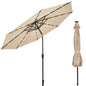 24 Solar Powered LED Lights Patio Umbrella with Tilt and Crank Handle