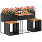 PE Rattan Garden Planter Table with Built-in Chairs and Storage Space