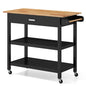 Kitchen Island with Open Shelves and Lockable Casters