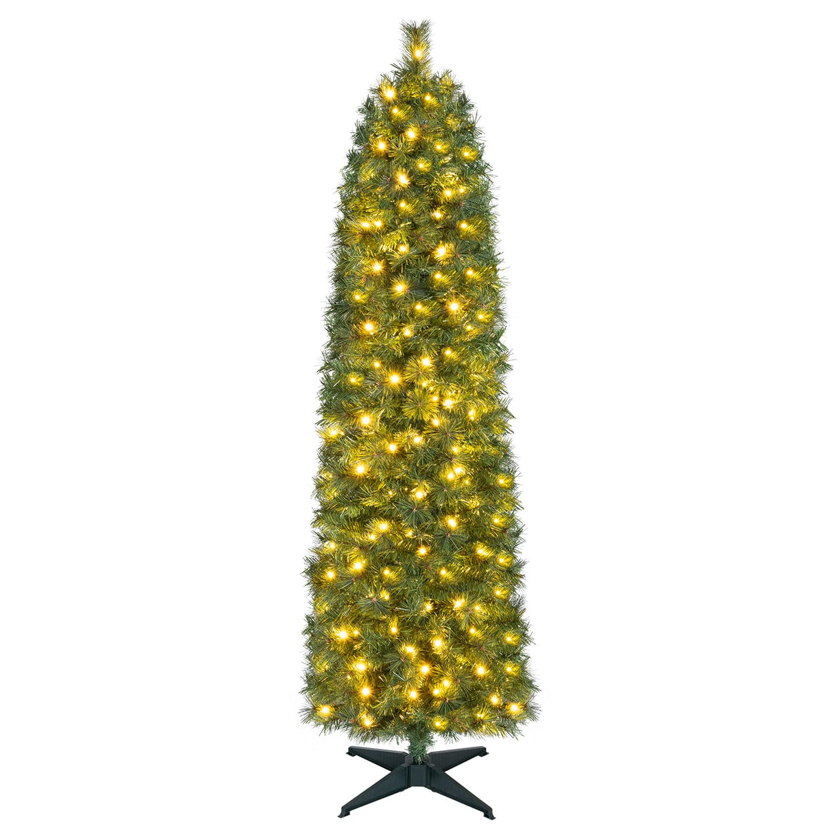 5FT/6FT Slim Pencil Christmas Tree, Pre-lit Xmas Tree