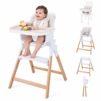 4-in-1 Convertible Baby High Chair with Detachable and Adjustable Tray
