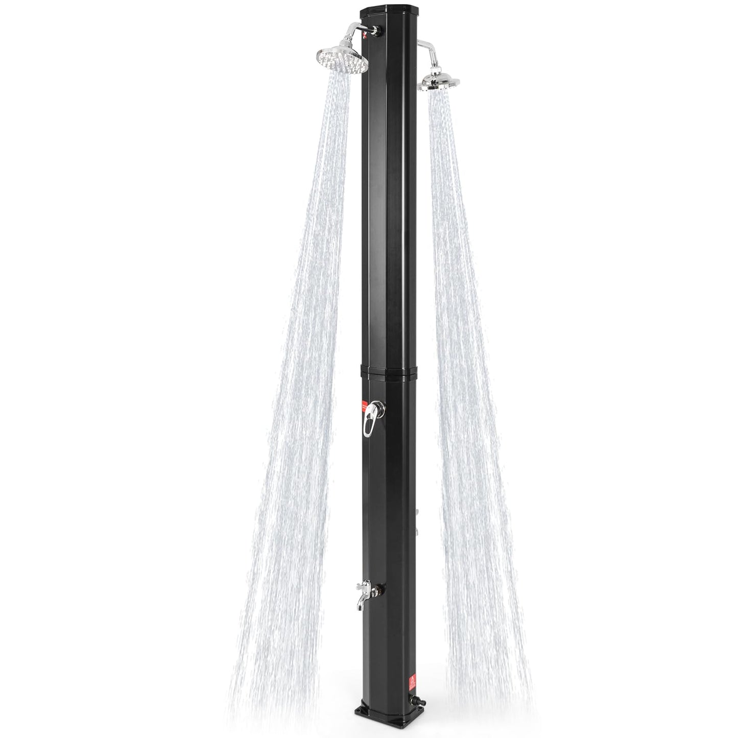 217cm/7ft Outdoor Solar Heated Shower 35L Garden Adjustable Temperature Pressure Pool Shower with Dual 360°Swivel Shower Heads