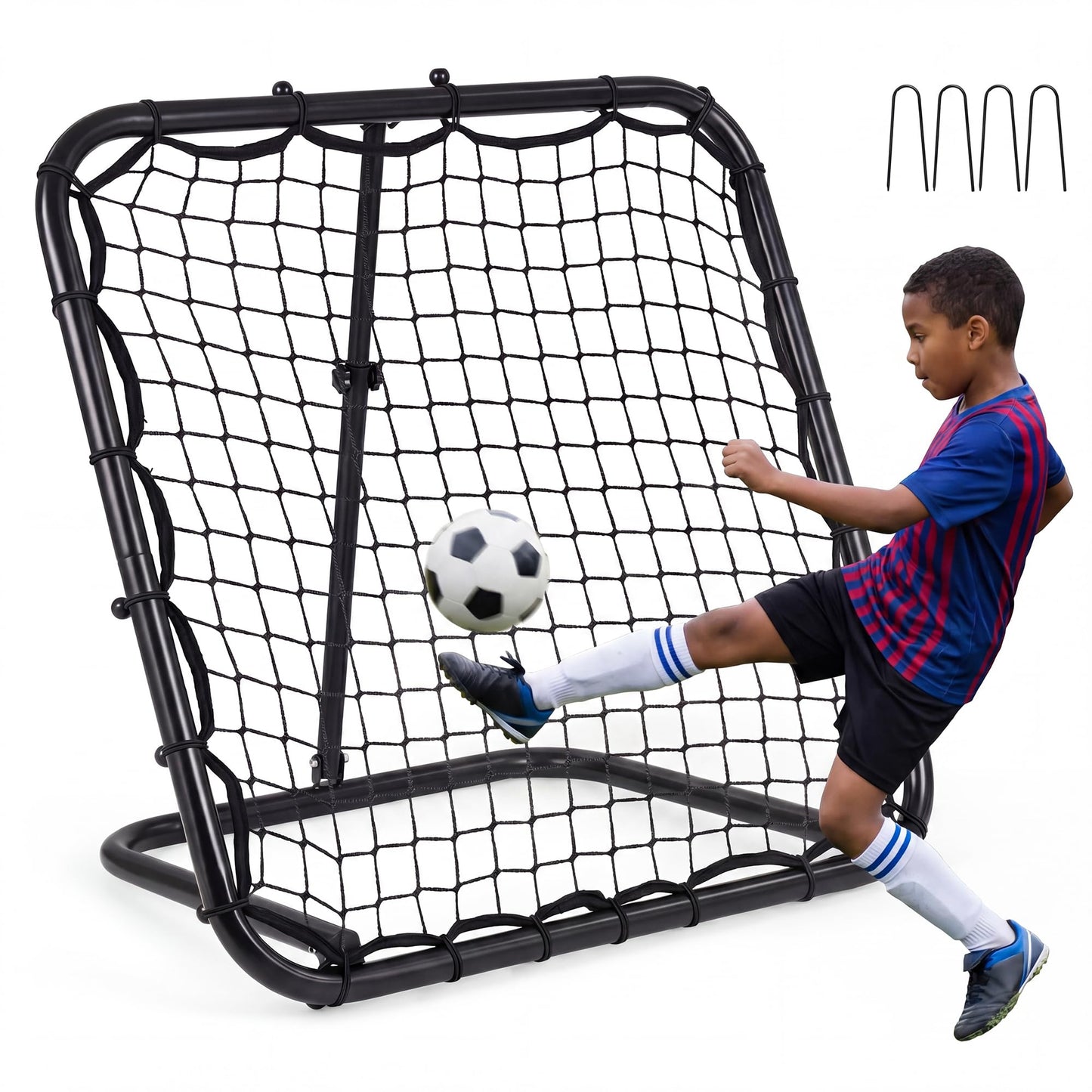 Foldable Football Rebounder Net, Football Training Net with Metal Frame