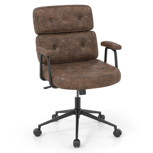PU Leather Upholstered Office Chair with Button Tufted Back