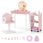 Kids Hair Salon Play Set with LED Lighted Mirror Wooden Pretend Hair Salon Station