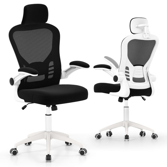 Ergonomic Mesh Office Chair with Breathable Backrest and Flip-up Armrests