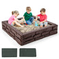 120 x 120cm Kids Sandbox with Cover and Bottom Liner