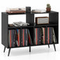Record Player Stand with Charging Station and Storage Shelves