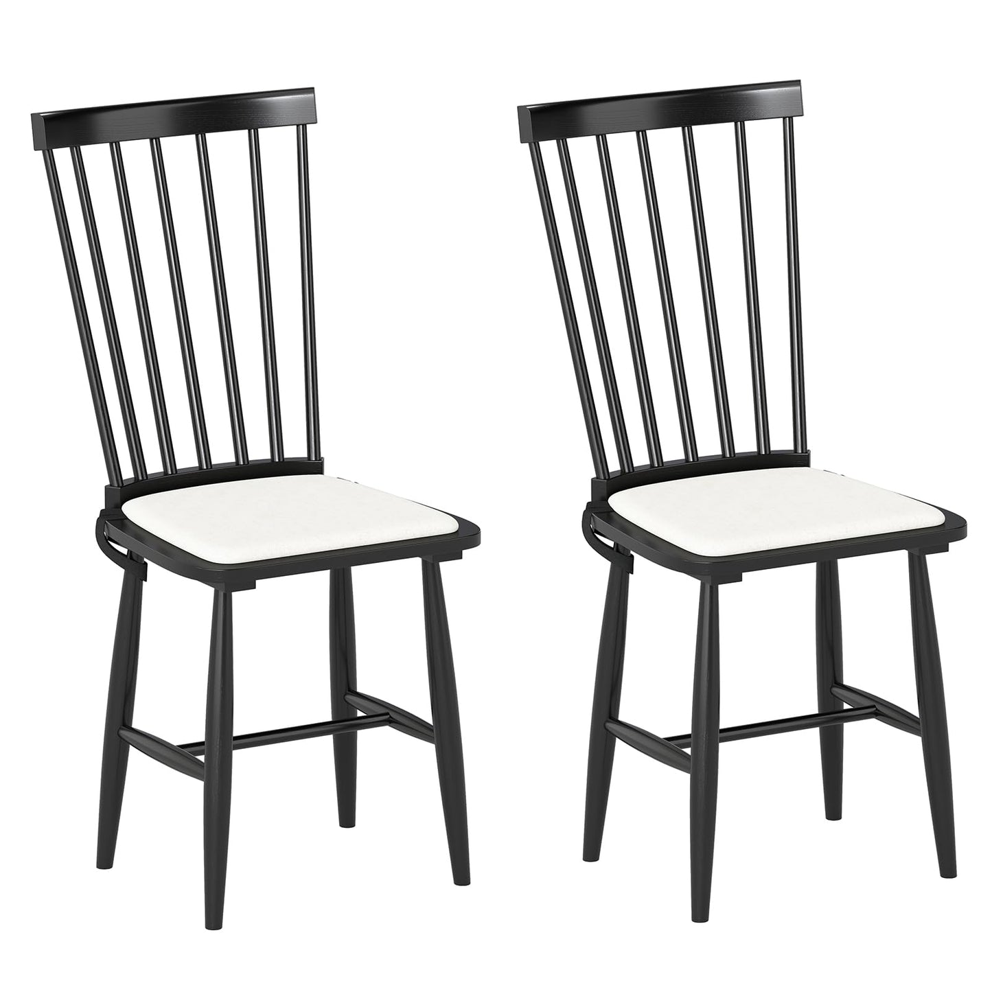 Windsor Dining Chair Set of 2 with Spindle Back for Kitchen and Restaurant