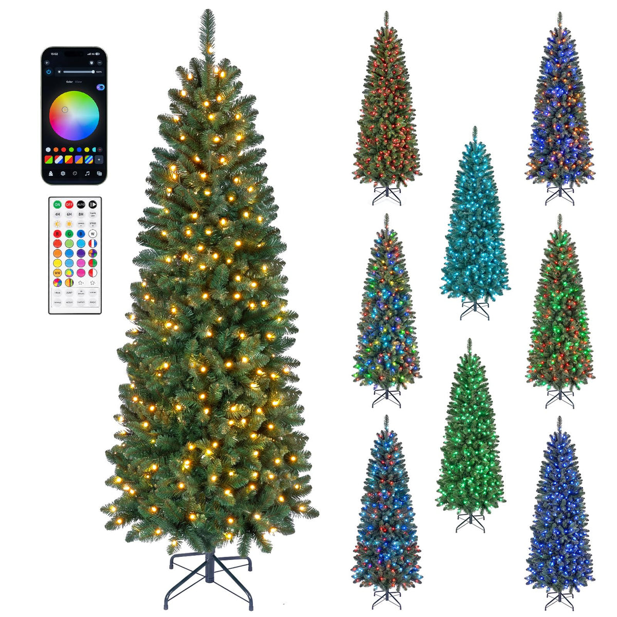 6FT Pre-Lit Christmas Tree with RGB LED Lights
