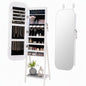 Jewelry Cabinet with Full-Length Mirror Large Storage Capacity and LED Lights