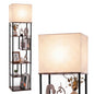 Floor Lamp with Shelves, 5-Tier Tall Standing Lamp with Linen Fabric Shade