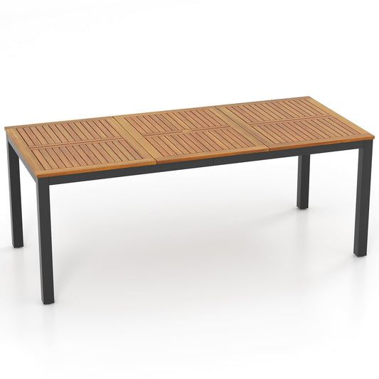 8 Seater Outdoor Dining Table with Umbrella Hole for Poolside Backyard