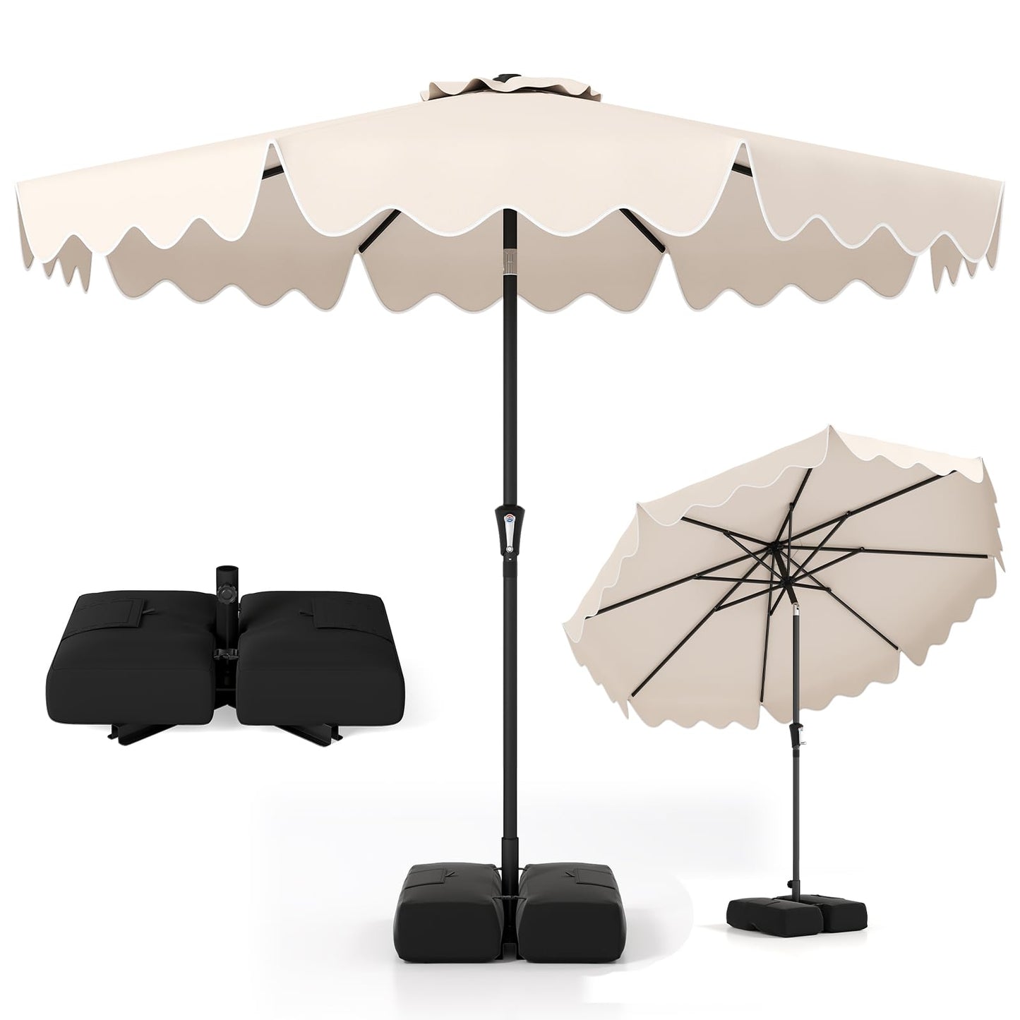 Garden Parasol, 8 Ribs Heavy-Duty Sun Shade Canopy