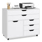 5-Drawer Chest with Door Mobile Chest of Drawers with 5 Casters