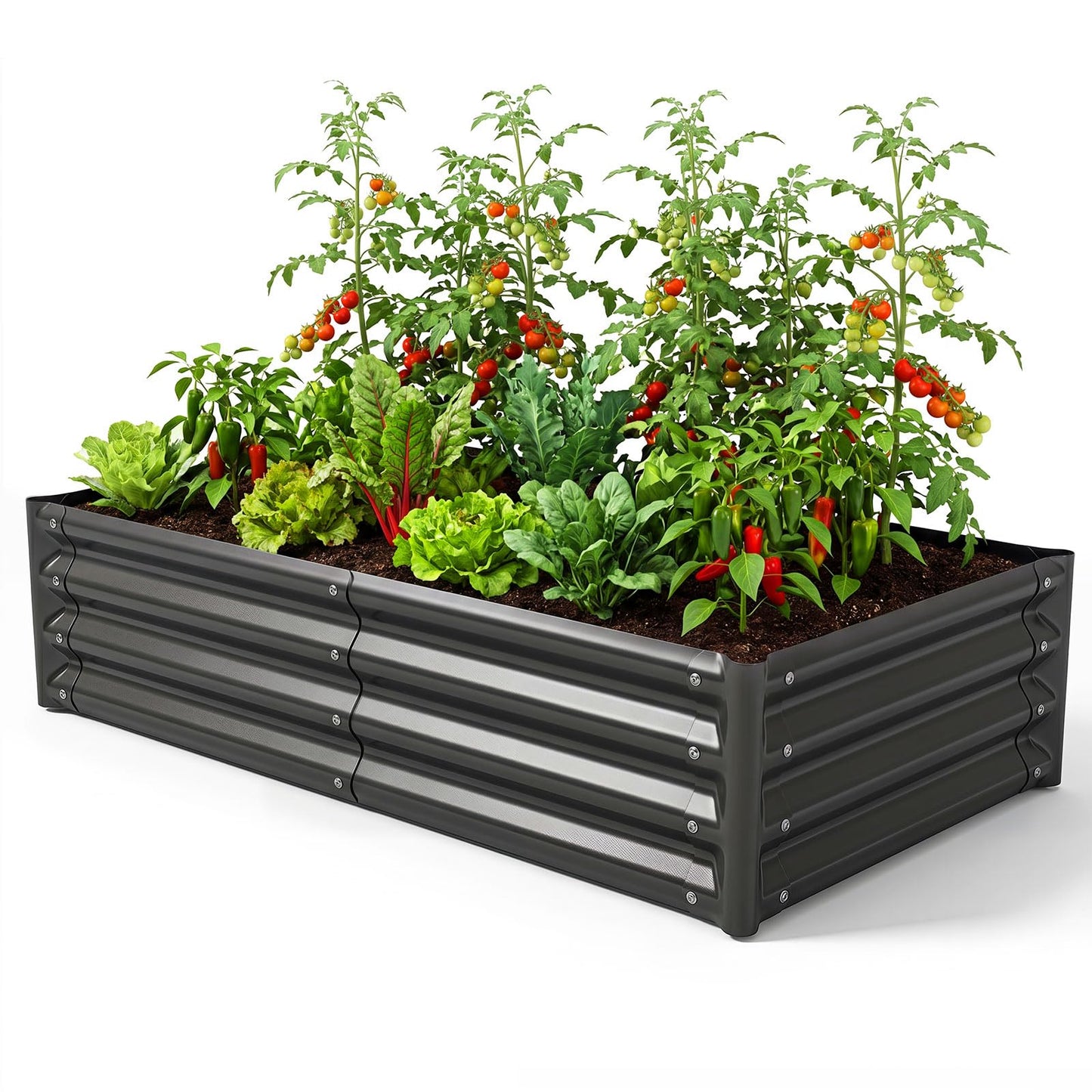 Galvanized Raised Garden Bed 123 x 64 x 29 cm Outdoor Metal Planter Box