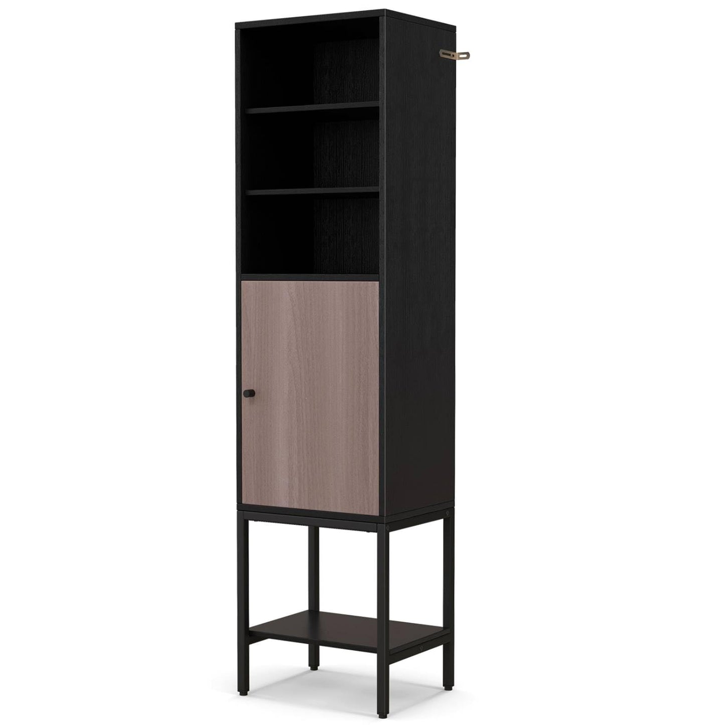 Tall Storage Cabinet with Adjustable Shelf and Bottom Storage