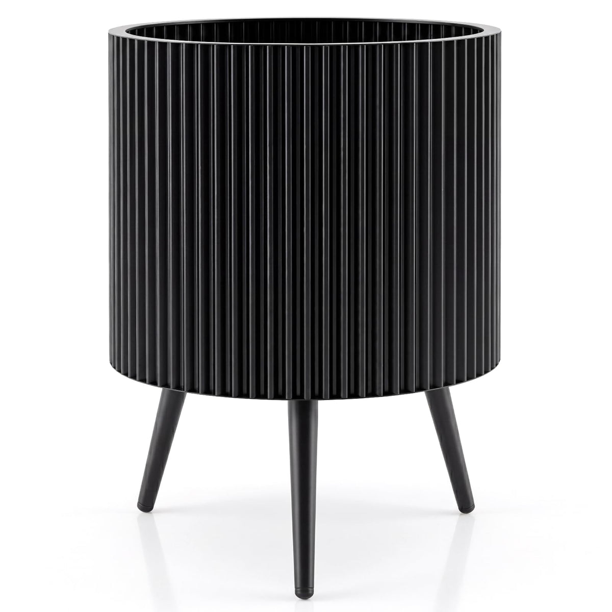 Plant Pot with Stand, 35/42cm Metal Fluted Flower Planter