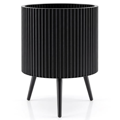Plant Pot with Stand, 35/42cm Metal Fluted Flower Planter