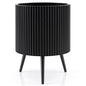 Plant Pot with Stand, 35/42cm Metal Fluted Flower Planter