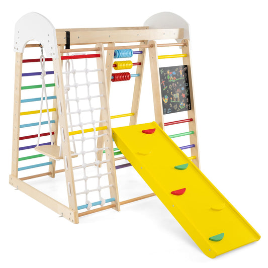 7 in 1 Toddler Jungle Gym Playset with Climbing Rock/Net