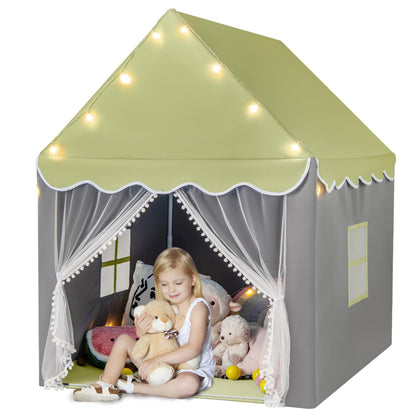 Large Kids Play House with Washable Mat and Star Lights