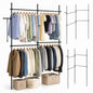 Adjustable Floor to Ceiling Clothes Rack with 2 Hanging Rods Folding Drying Rack and Reacher Pole