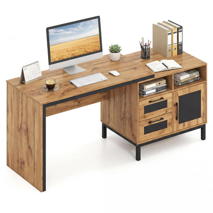 180cm Large Computer Desk, Wooden Executive Desk Writing Workstation
