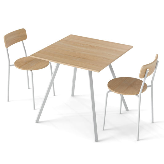 3 Piece Breakfast Kitchen Table and Chairs with Metal Legs & Adjustable Foot Pads